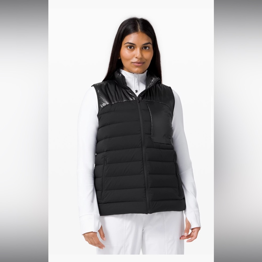 Lululemon NAVIGATION STRETCH DOWN VEST, black, size 12